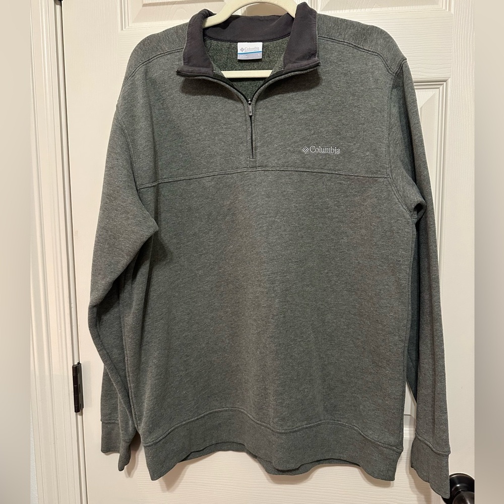 Columbia Men's Large Greenish-Gray Quarter Zip Pullover - Like New